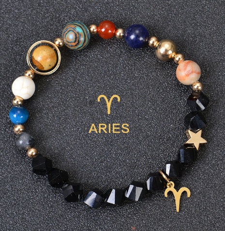 Eight Planets Twelve Constellations Frosted Stone Beaded Bracelet – ShreeBliss