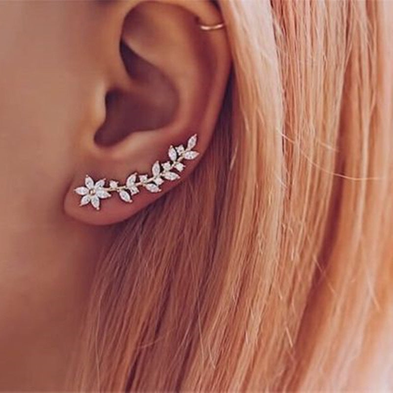European And American Style Internet Celebrity Full Diamond Flower Earrings For Women – ShreeBliss