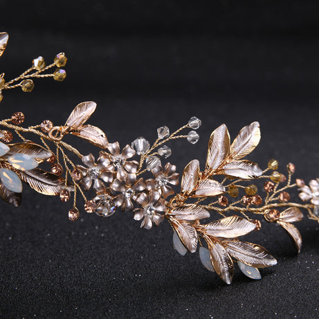 Handmade Gold Leaf Bridal Hairband – ShreeBliss