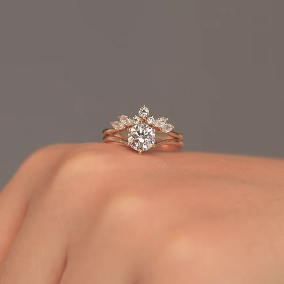 Sanjie Alloy Lady Couple Rings Simple Rose Gold Ring Set – ShreeBliss