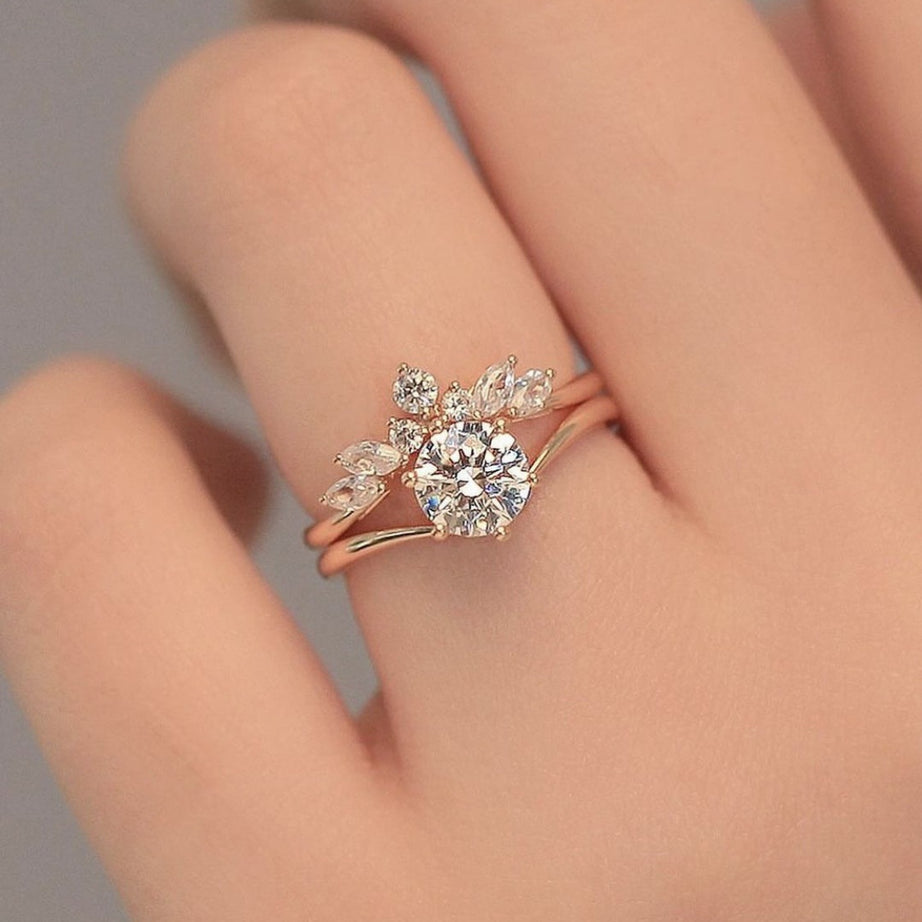Sanjie Alloy Lady Couple Rings Simple Rose Gold Ring Set – ShreeBliss