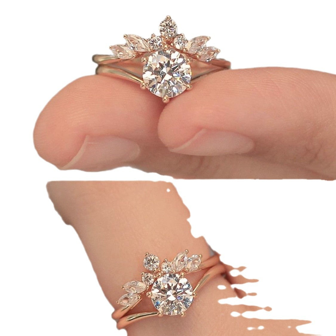 Sanjie Alloy Lady Couple Rings Simple Rose Gold Ring Set – ShreeBliss