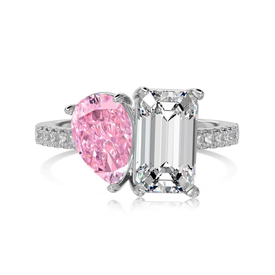 S925 Sterling Silver Ring Female Double Raw Stone Water Drop Geometry – ShreeBliss