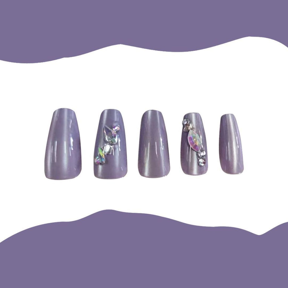 Brownish-Gray Diamond-set Nails - ShreeBliss