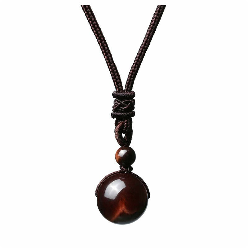 Fashion 16mm Natural Obsidian Pendant Amethyst Necklace For Men And Women - ShreeBliss