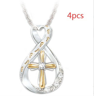 Two-Tone Cross Footprint Diamond Pendant – ShreeBliss