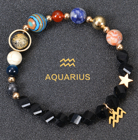 Eight Planets Twelve Constellations Frosted Stone Beaded Bracelet – ShreeBliss