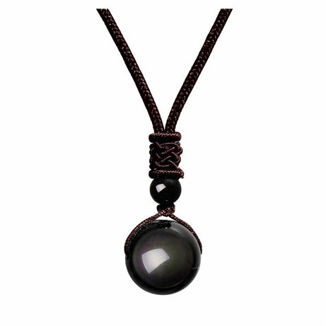 Fashion 16mm Natural Obsidian Pendant Amethyst Necklace For Men And Women - ShreeBliss