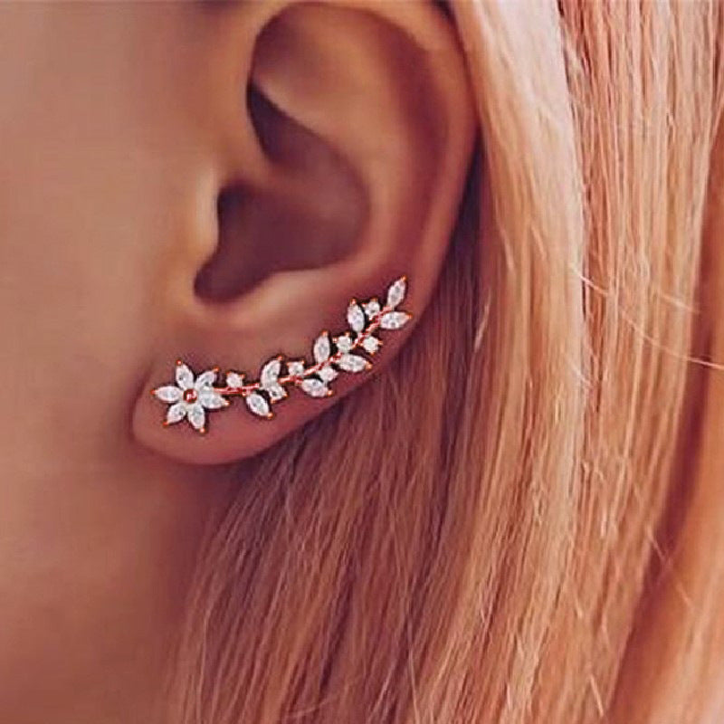 European And American Style Internet Celebrity Full Diamond Flower Earrings For Women – ShreeBliss