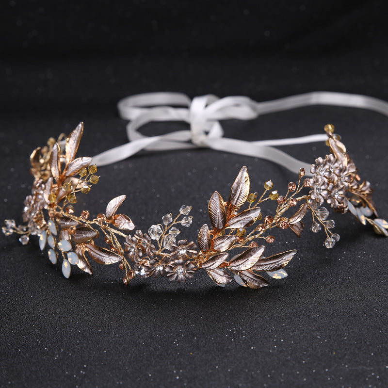 Handmade Gold Leaf Bridal Hairband – ShreeBliss