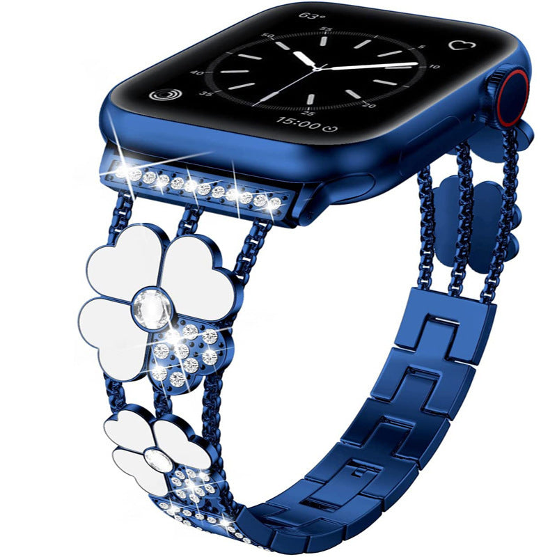 Diamond-Set Resin Clover Watch with Metal Strap - ShreeBliss