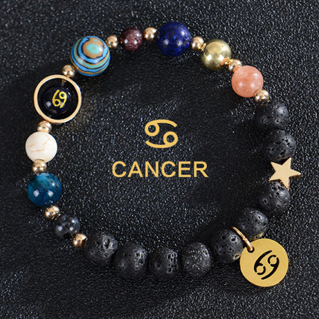 Eight Planets Twelve Constellations Frosted Stone Beaded Bracelet – ShreeBliss