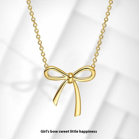 Gold Bow Pendant Clavicle Chain – ShreeBliss