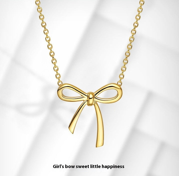 Gold Bow Pendant Clavicle Chain – ShreeBliss