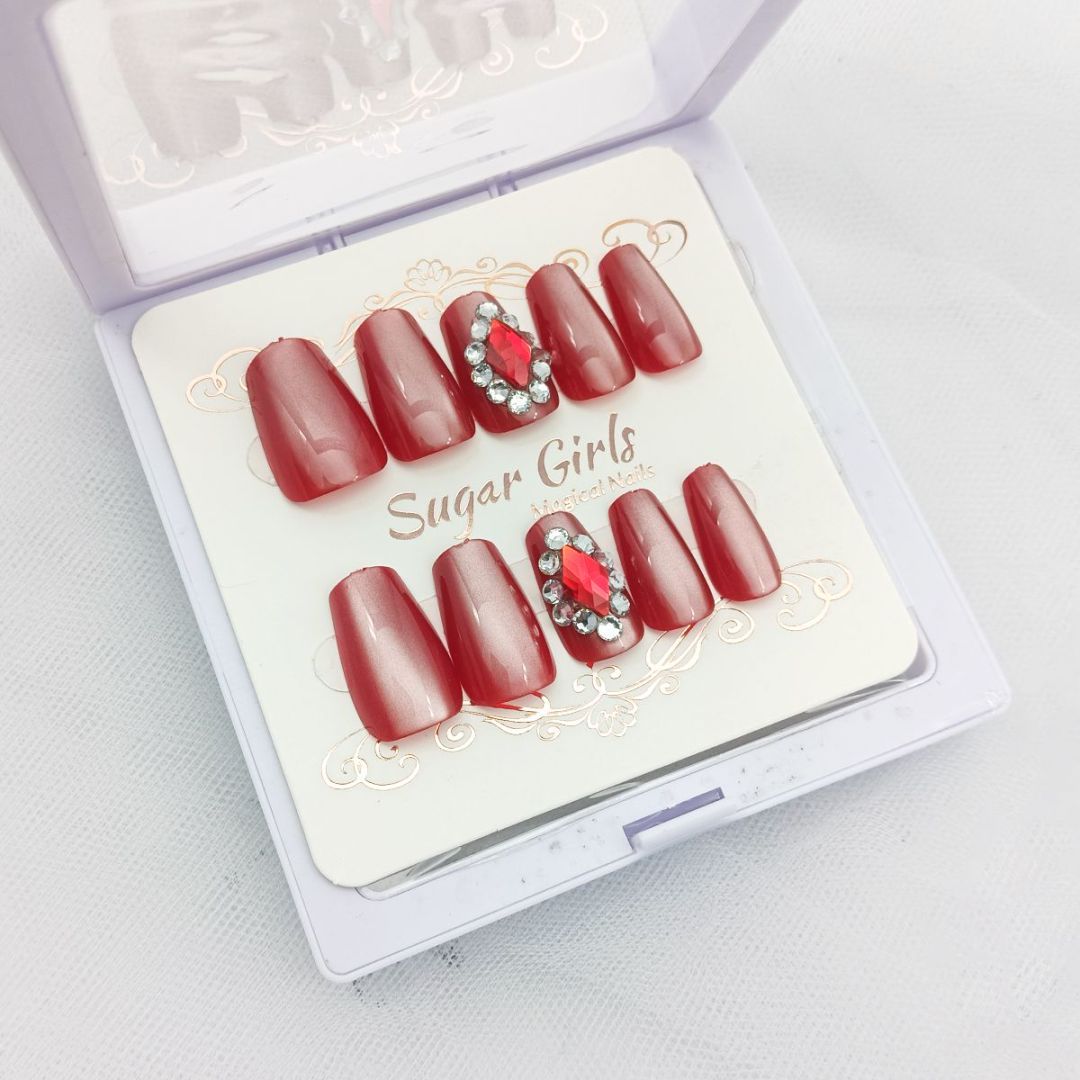Red Diamonds Nail Art - ShreeBliss