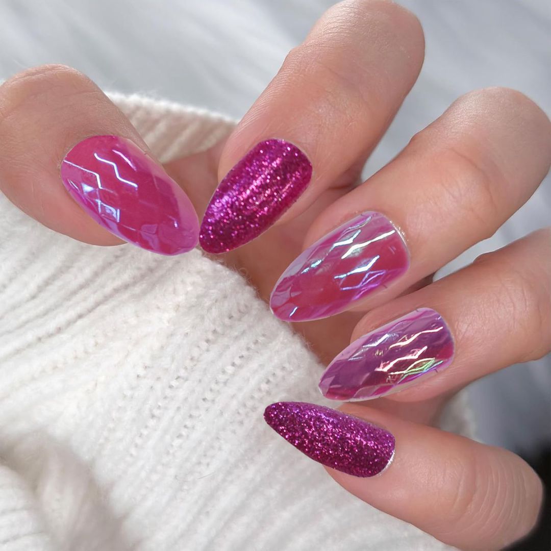 L-3 Sequins Gold Powder Nails (24 Pieces) - ShreeBliss