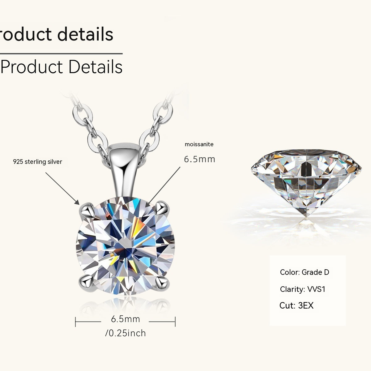 Classic Four-Claw Diamond Pendant Necklace – ShreeBliss