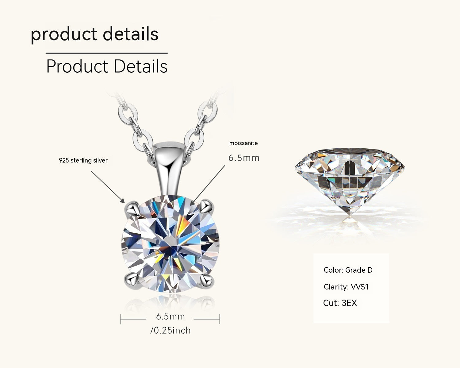 Classic Four-Claw Diamond Pendant Necklace – ShreeBliss