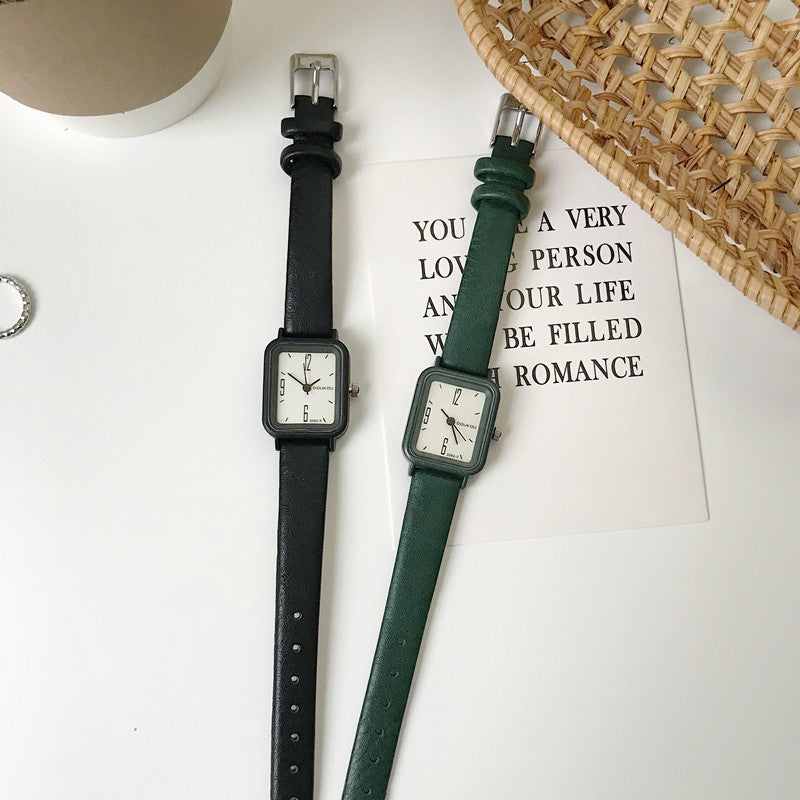 Retro Square Green & White Women’s Watch - ShreeBliss