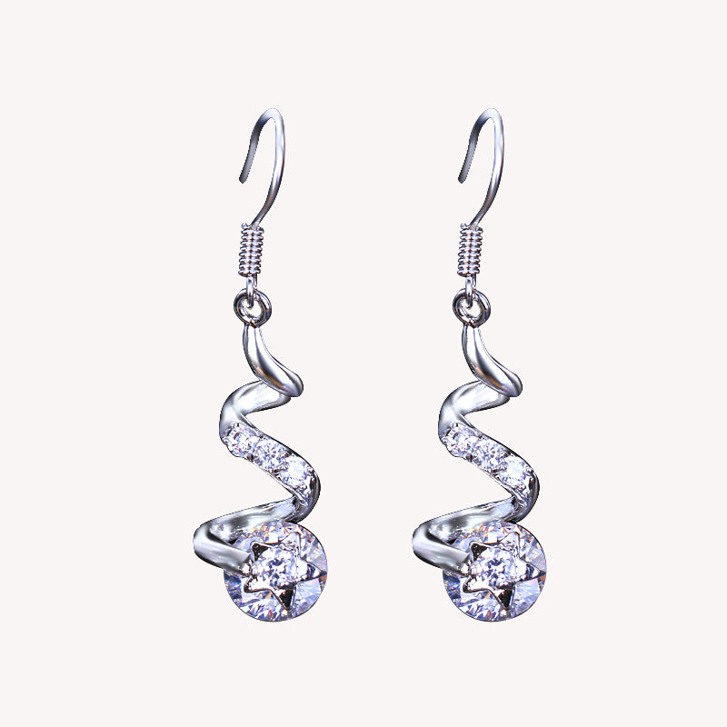 Purple Zircon Spiral Ear Hook Earrings – ShreeBliss