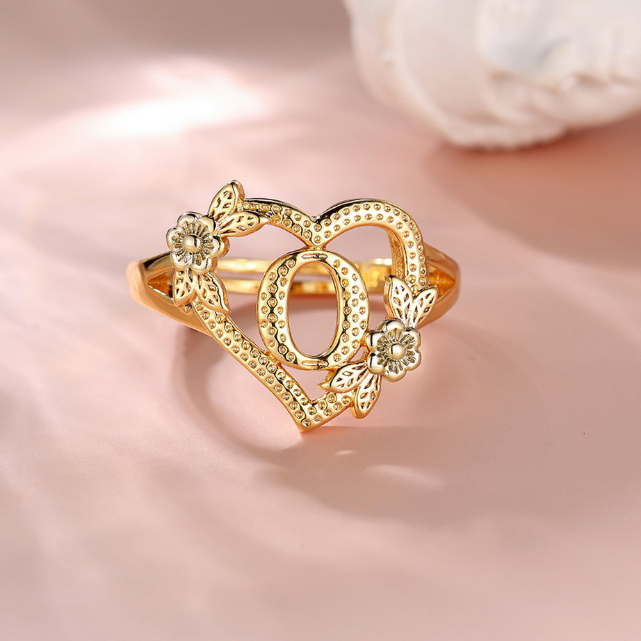 Creative Design Rose Two-tone 26 Letters Sweet Open Ring