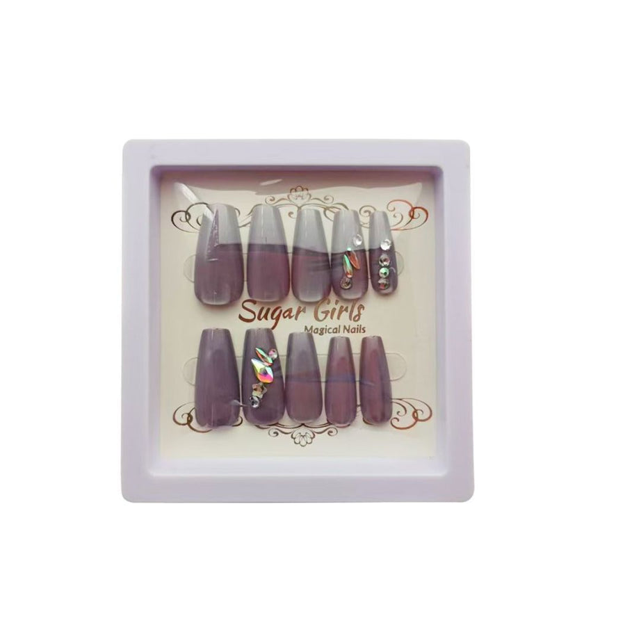 Brownish-Gray Diamond-set Nails - ShreeBliss