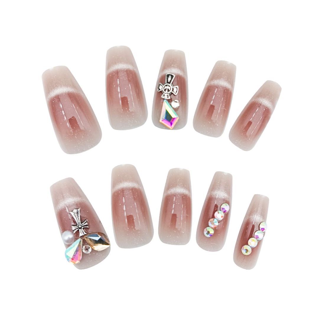 Light Dark Red Cross Armor Nail Art - ShreeBliss