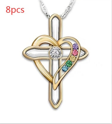 Colorful Cross Love Gemstone Pendant – ShreeBliss