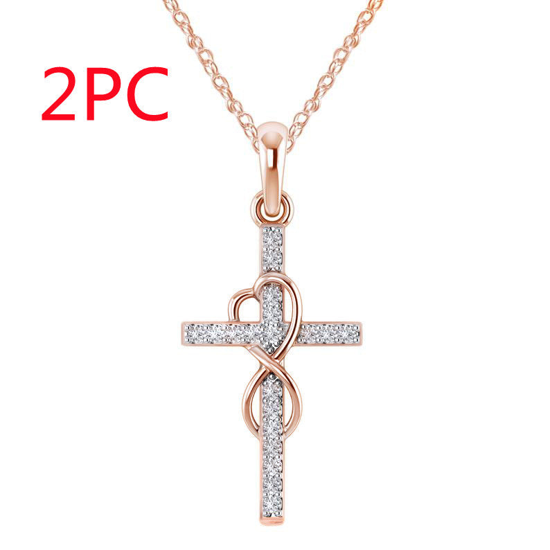 Alloy Eight-Character Cross Pendant Necklace – ShreeBliss