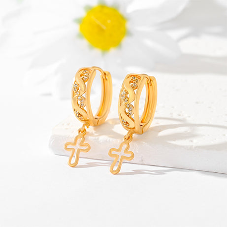 Popular Multi-style Design Gold-plated Ornament Cross Earrings - ShreeBliss
