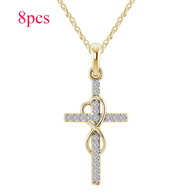 Alloy Eight-Character Cross Pendant Necklace – ShreeBliss