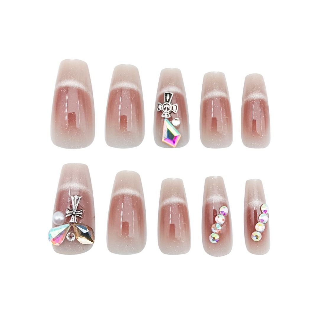 Light Dark Red Cross Armor Nail Art - ShreeBliss