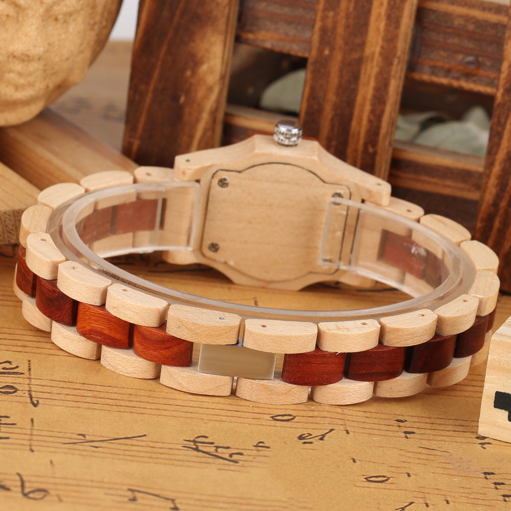 Diamond Octagon Face Wooden Bracelet Watch - ShreeBliss