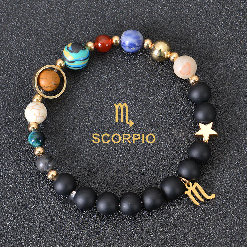 Eight Planets Twelve Constellations Frosted Stone Beaded Bracelet – ShreeBliss