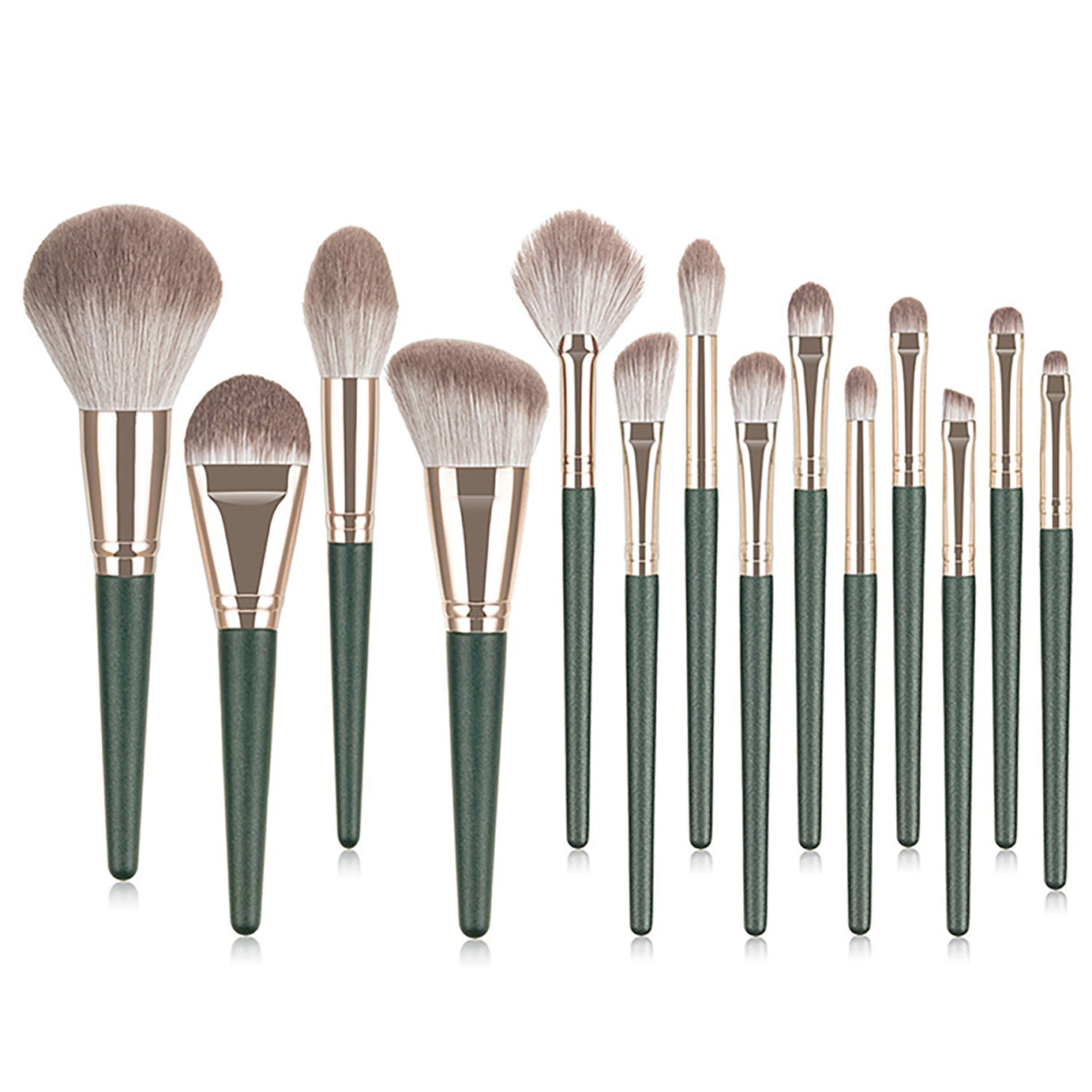 Green Cloud 14-Piece Makeup Brush Set - ShreeBliss