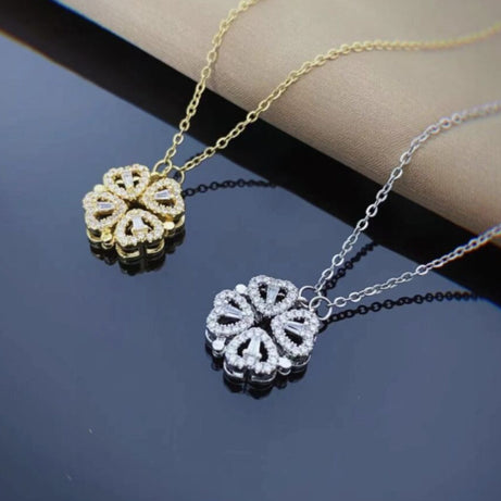 Retro Magnetic Four-Leaf Clover Heart Pendant Necklace – ShreeBliss