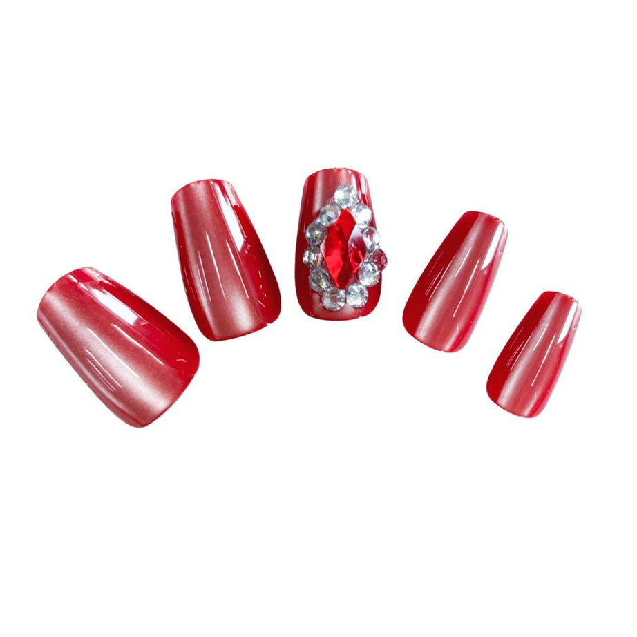 Red Diamonds Nail Art - ShreeBliss
