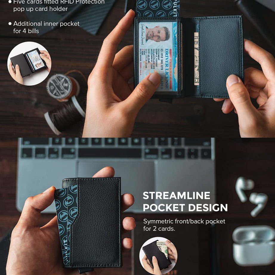 RFID Blocking Leather Credit Card Case with Double ID Window - ShreeBliss