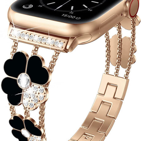 Diamond-Set Resin Clover Watch with Metal Strap - ShreeBliss