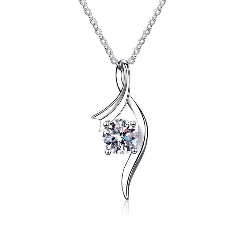 925 Sterling Silver Four-Claw Diamond Necklace – ShreeBliss
