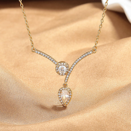 Micro Inlaid Zircon Water Drop V-Necklace – ShreeBliss