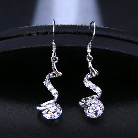 Purple Zircon Spiral Ear Hook Earrings – ShreeBliss