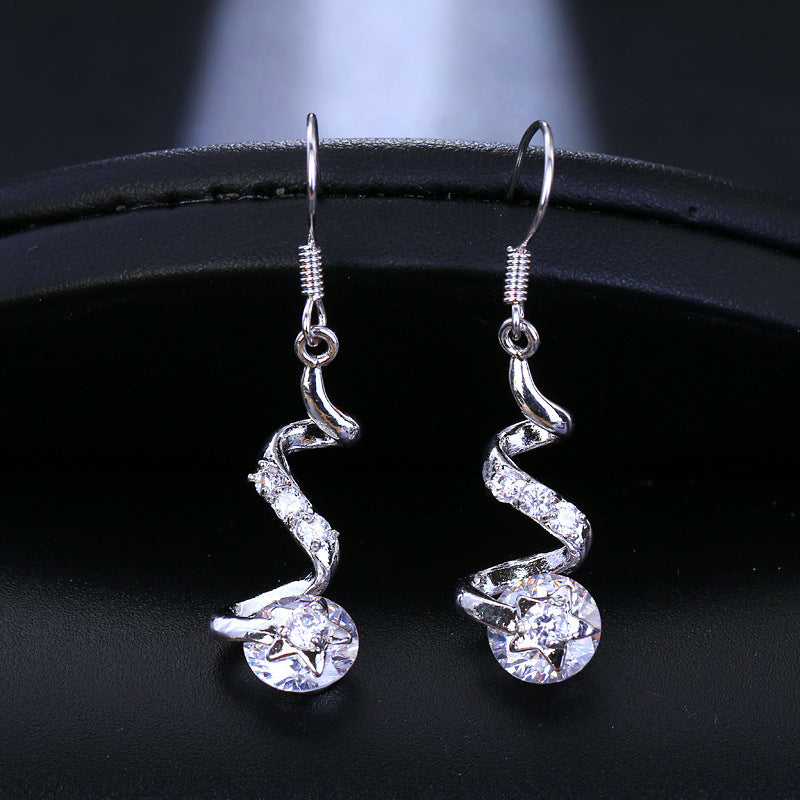 Purple Zircon Spiral Ear Hook Earrings – ShreeBliss