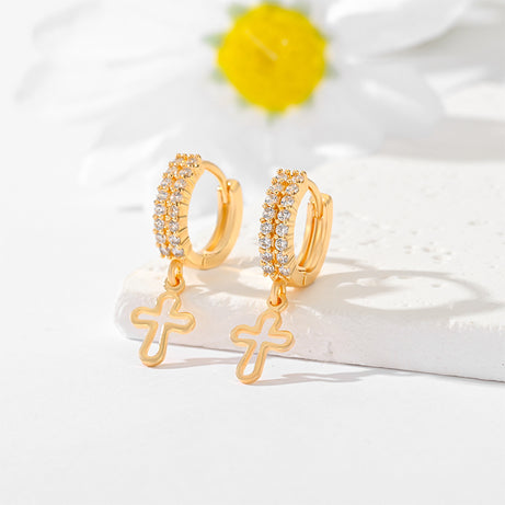 Popular Multi-style Design Gold-plated Ornament Cross Earrings - ShreeBliss