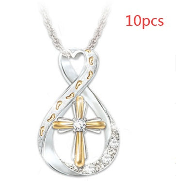 Two-Tone Cross Footprint Diamond Pendant – ShreeBliss
