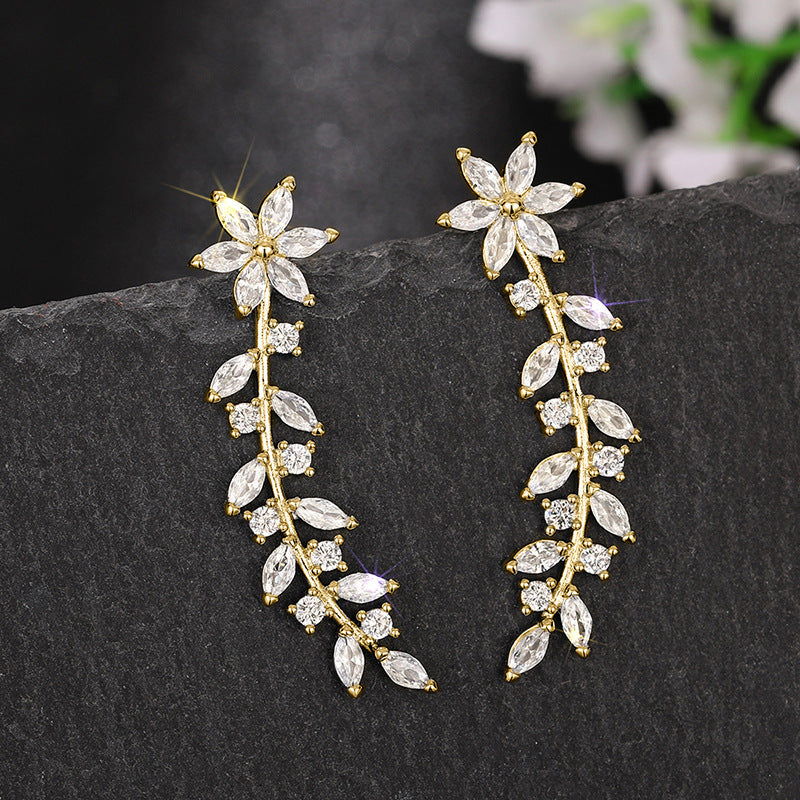 European And American Style Internet Celebrity Full Diamond Flower Earrings For Women – ShreeBliss