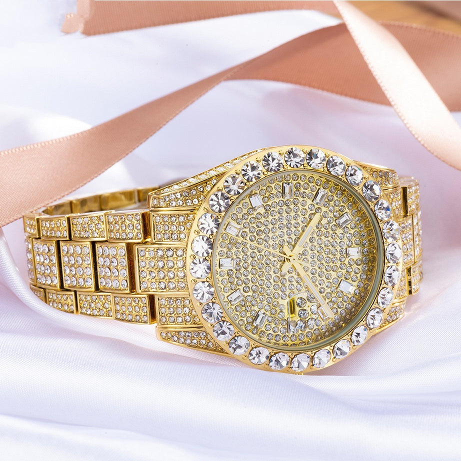 Fashionable Large Dial Diamond Watch - ShreeBliss