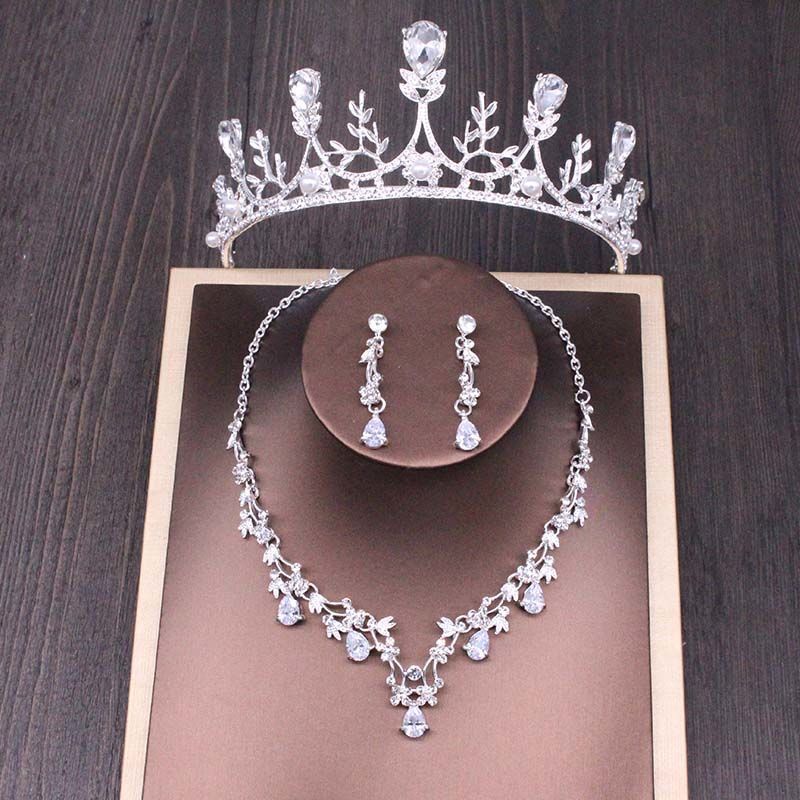Bridal Rhinestone Crown Necklace Set – ShreeBliss