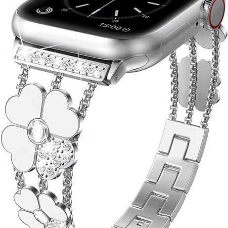 Diamond-Set Resin Clover Watch with Metal Strap - ShreeBliss