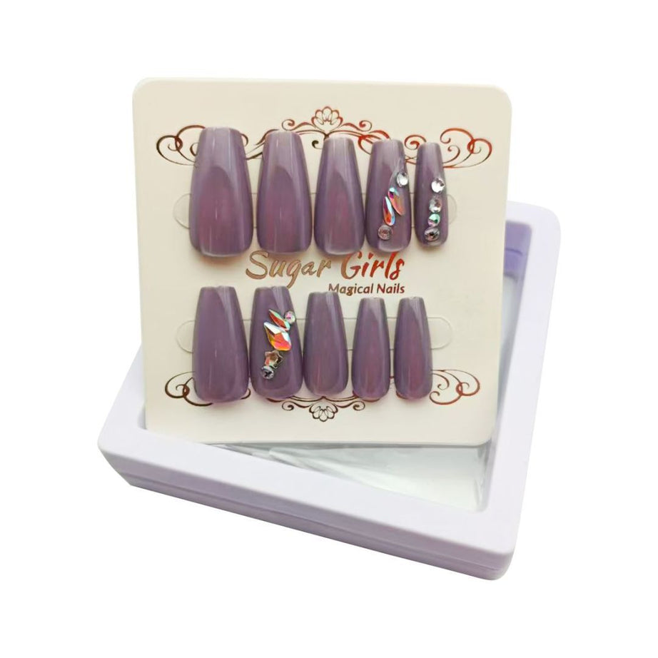 Brownish-Gray Diamond-set Nails - ShreeBliss